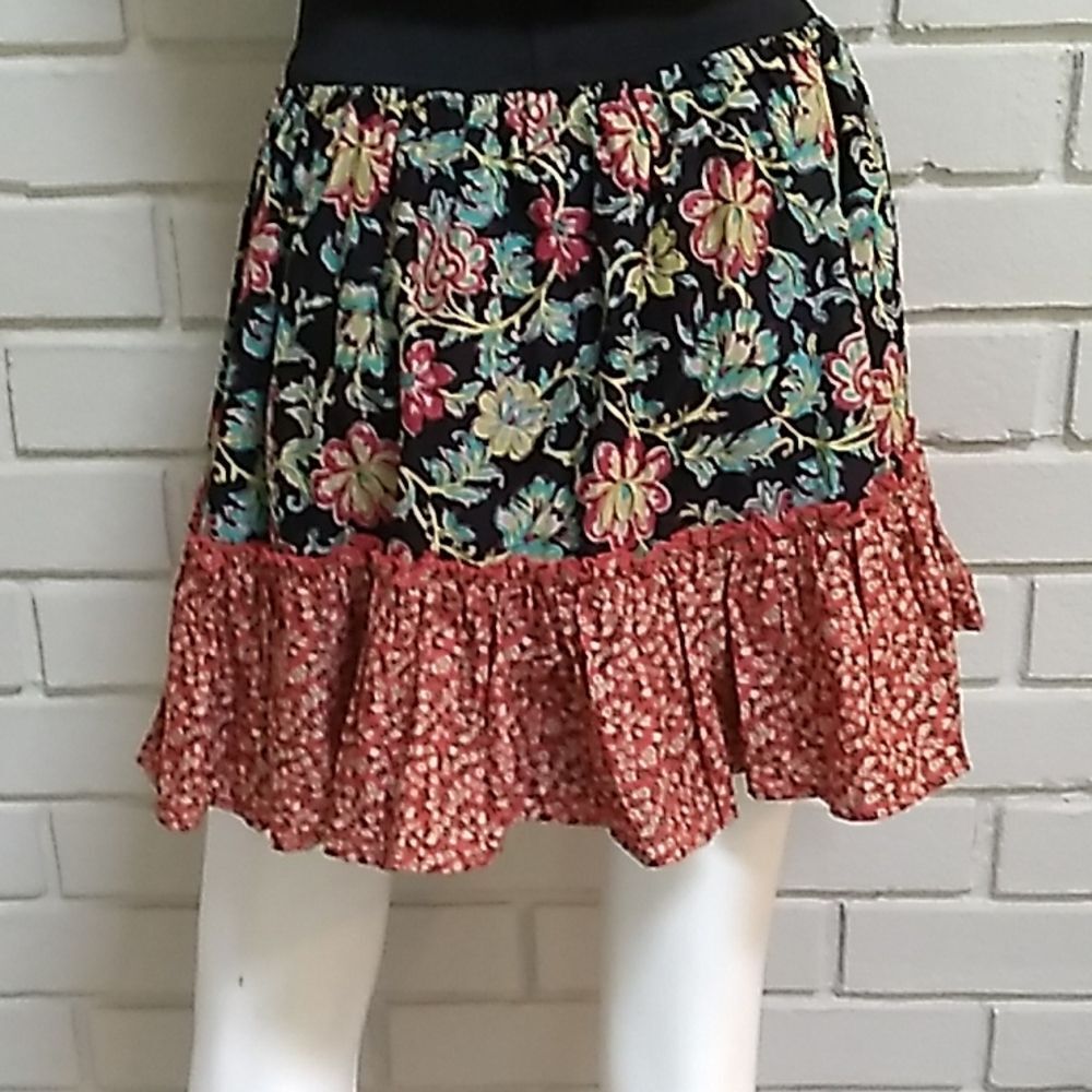 Xhileration Floral Ruffle Multicolored Mini Skirt. Size Small - Picture 5 of 11